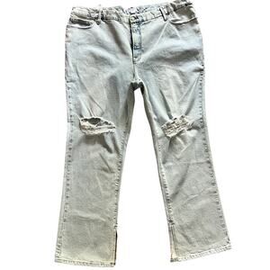 Good American Good Boy Distressed High-Waist Stretch Straight Jeans size 22 NEW